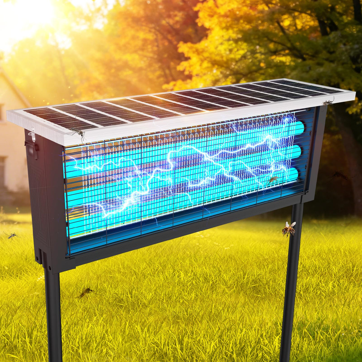 uvcoolplunge large solar bug zapper front view for patio pest control