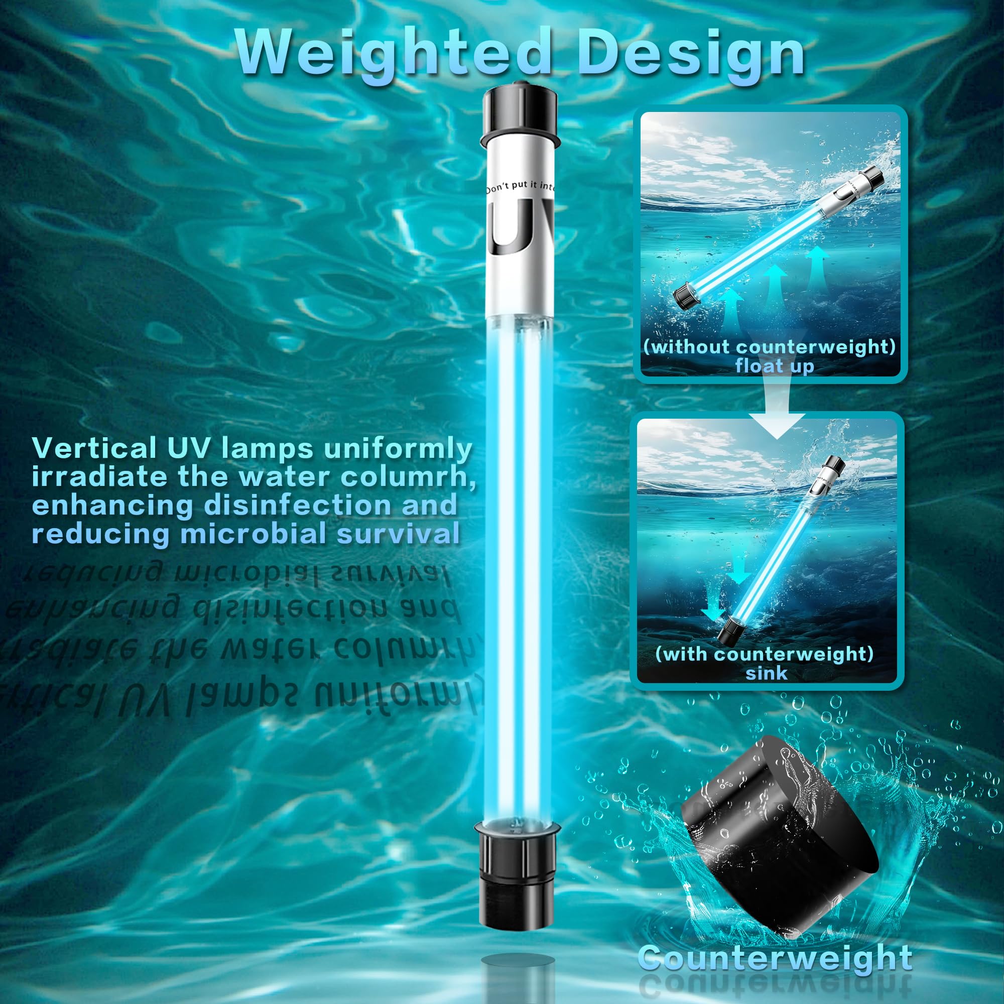 UVCoolPlunge weighted-base UV light ensures stable bottom placement