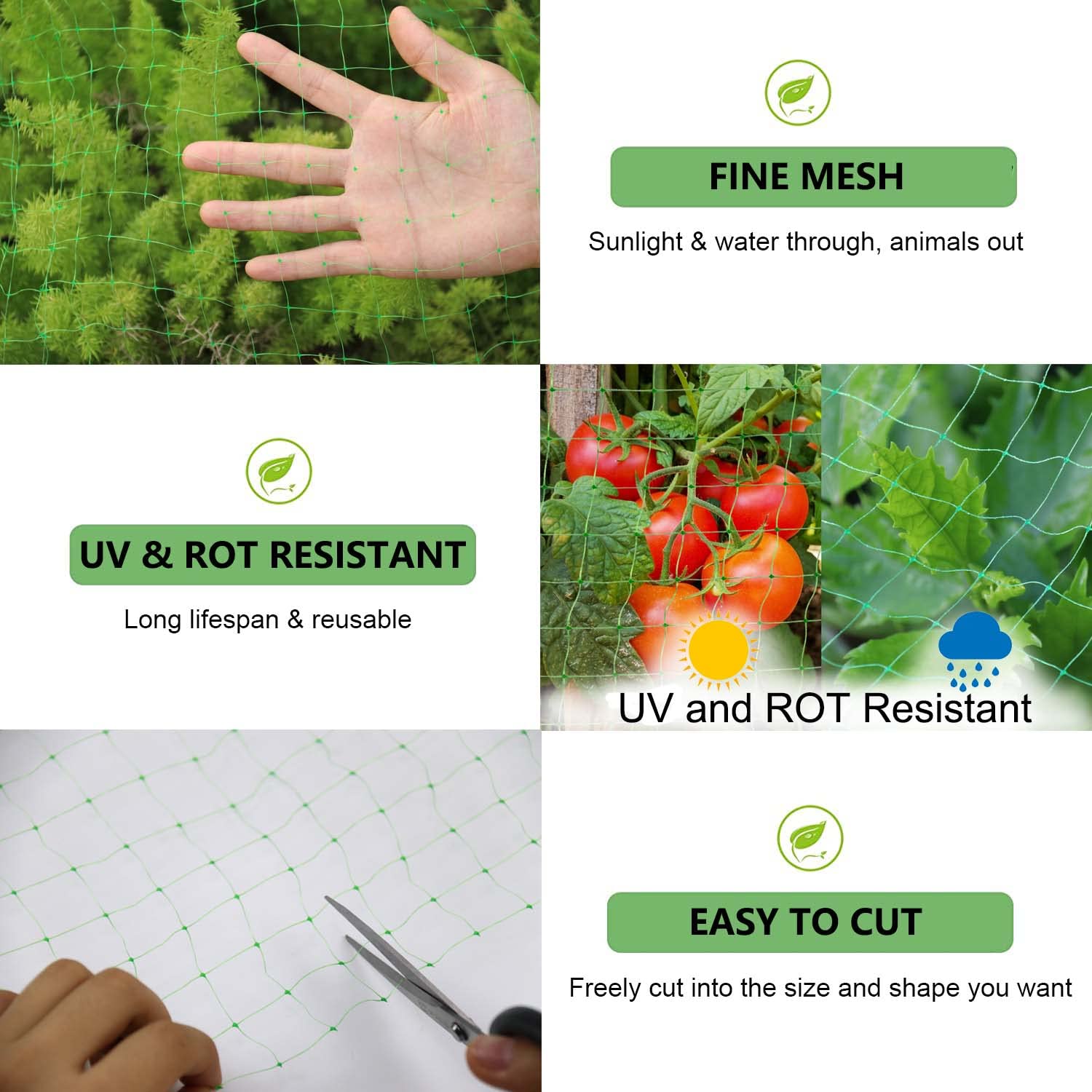 UWIOFF square-mesh garden netting covering plants with even mesh