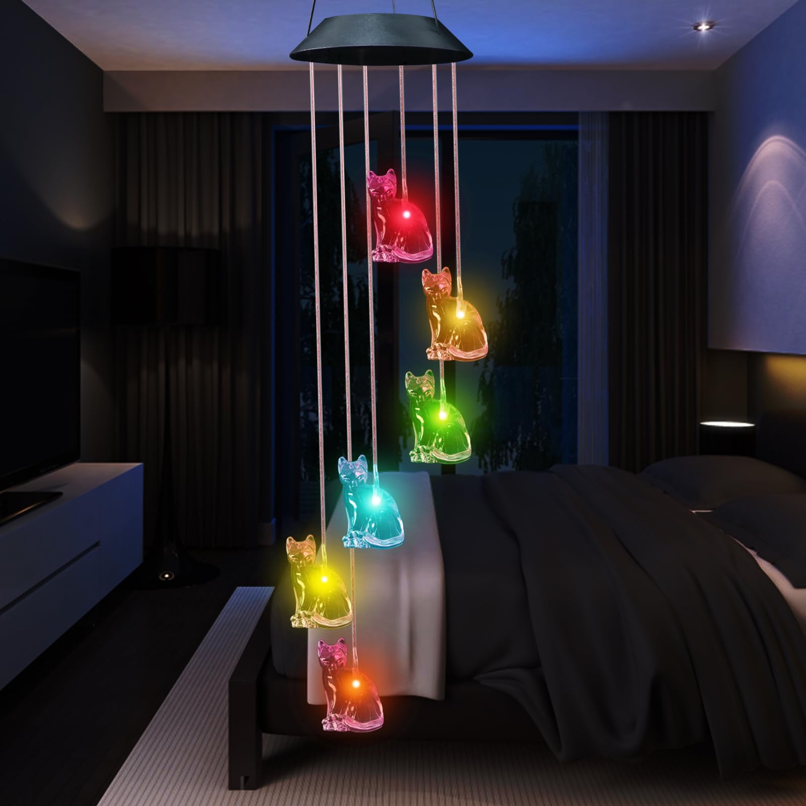 UXORSN Cat Wind Chimes ideal for garden, patio, and balcony decor.