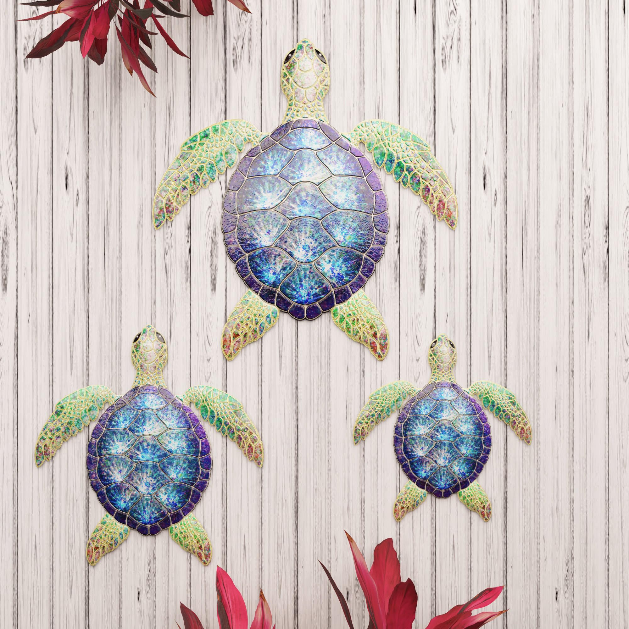 UXZCVIO turtle wall piece with hanging loop, quick install with a nail