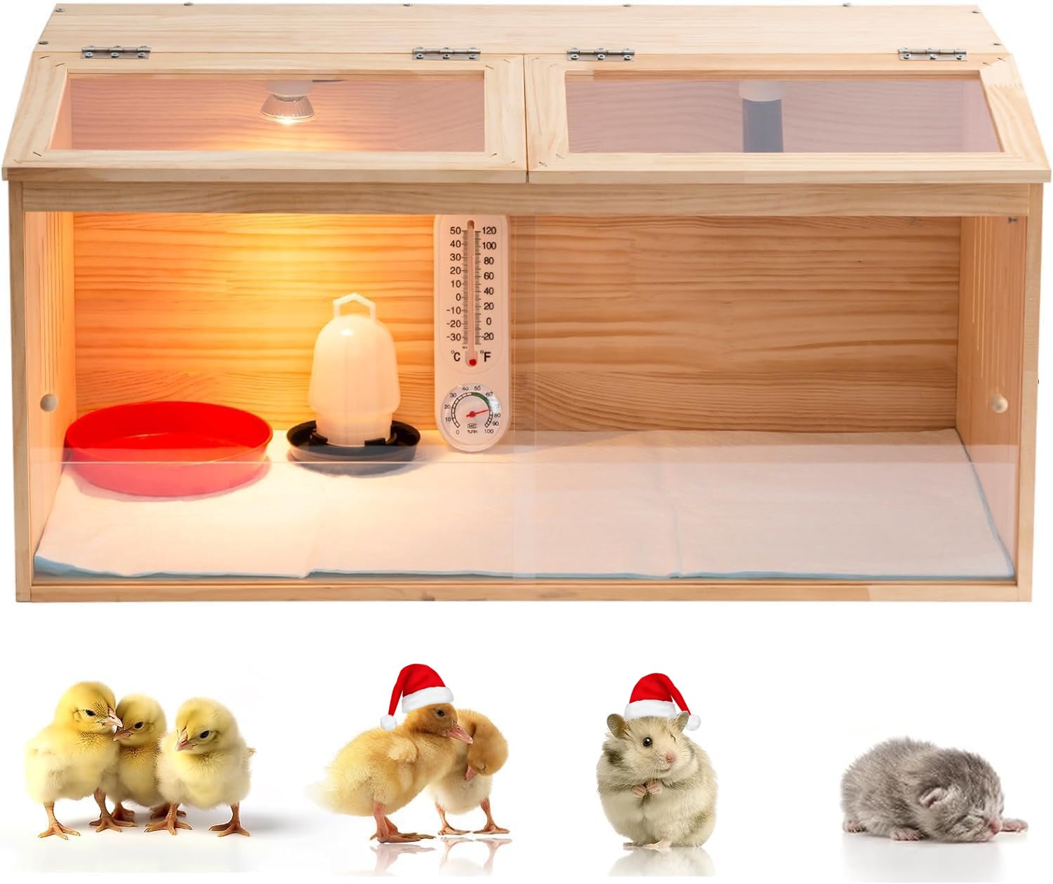UYDJKLS top skylight of the wooden brooder box for easy feeding and warm observation.