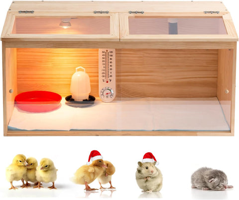 UYDJKLS top skylight of the wooden brooder box for easy feeding and warm observation.