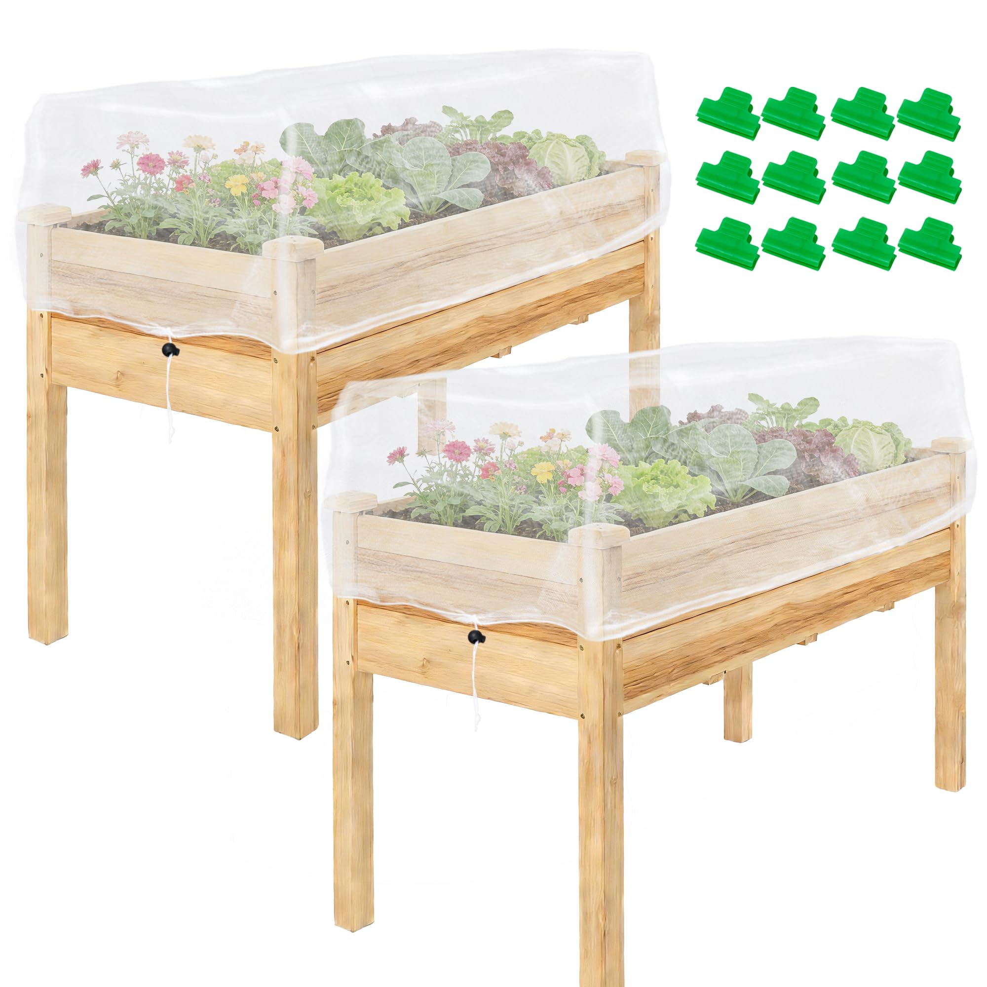 UYEDUJZ garden netting pack draped over raised bed for pest protection