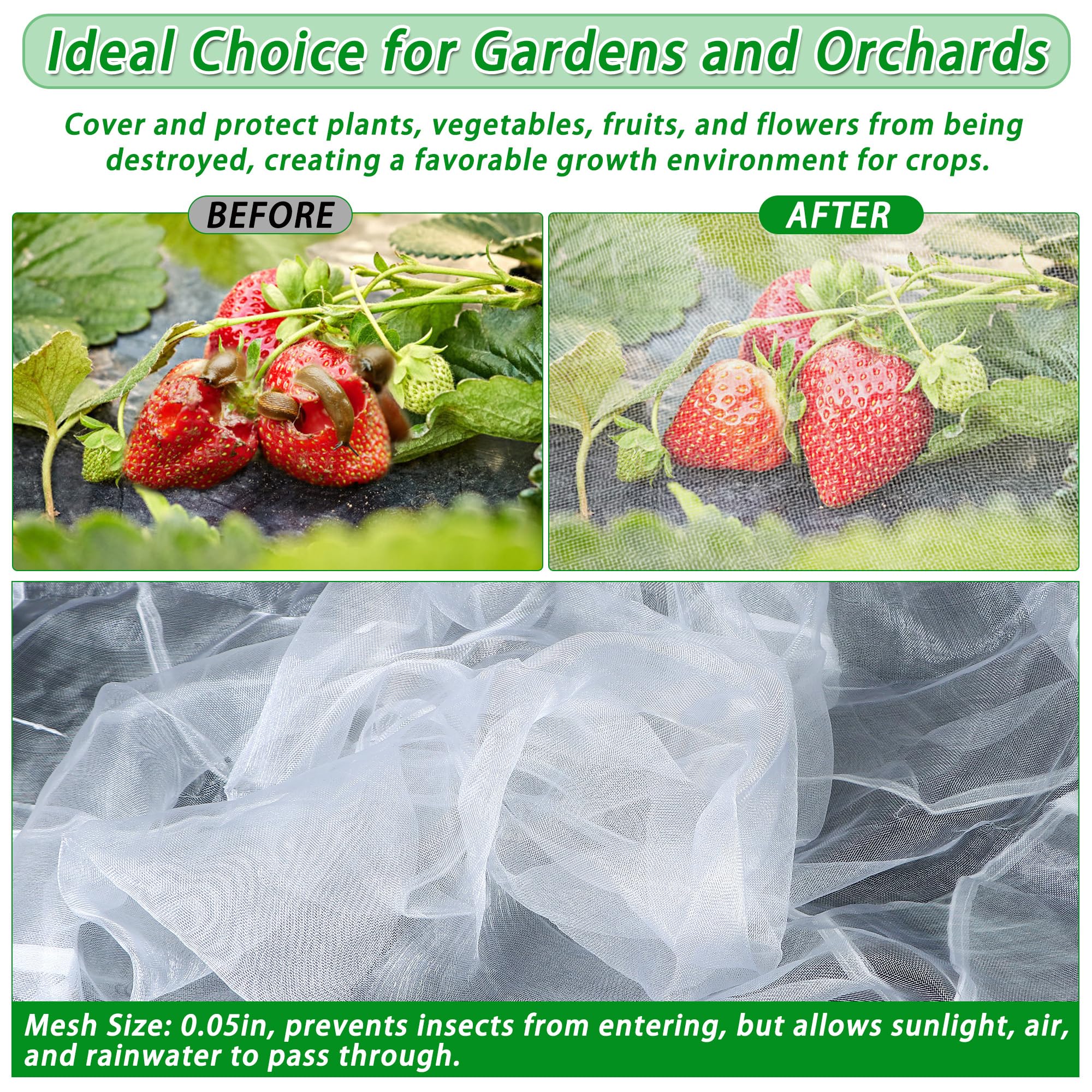 UYEDUJZ 12 included clips to position the netting over crops