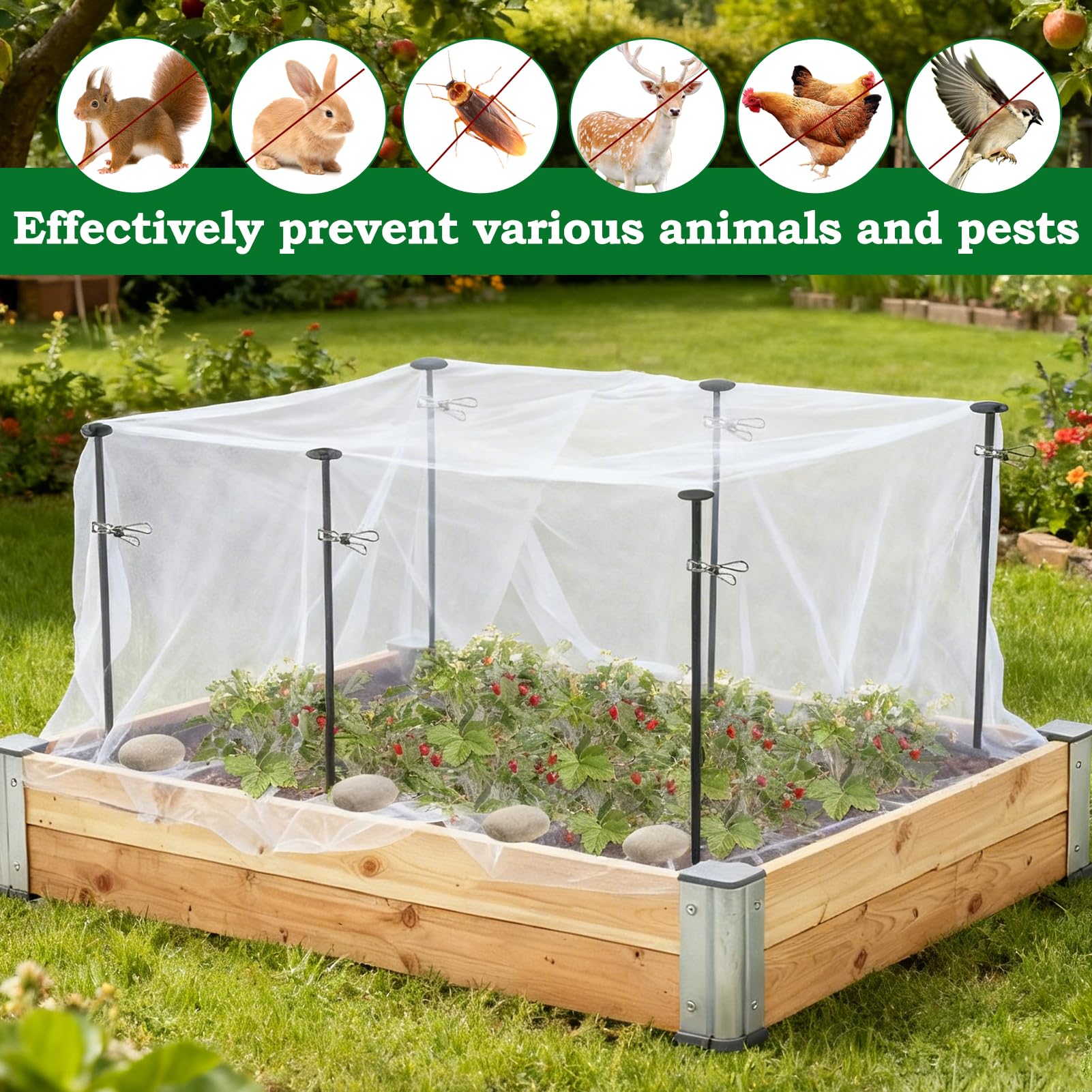 Uyeesi bird barrier screen cover helps reduce bird damage to crops