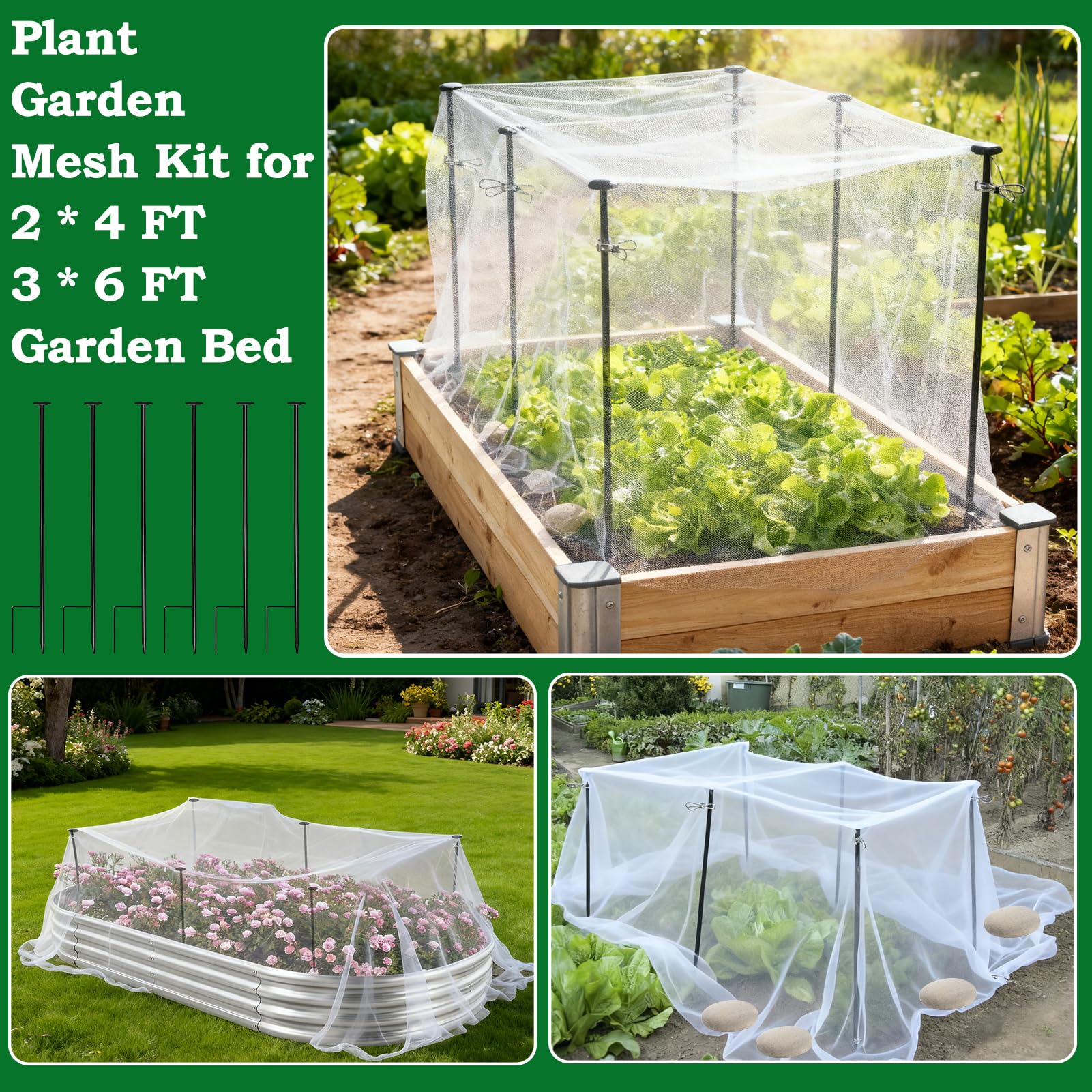 Uyeesi garden netting in use protecting a row from wildlife