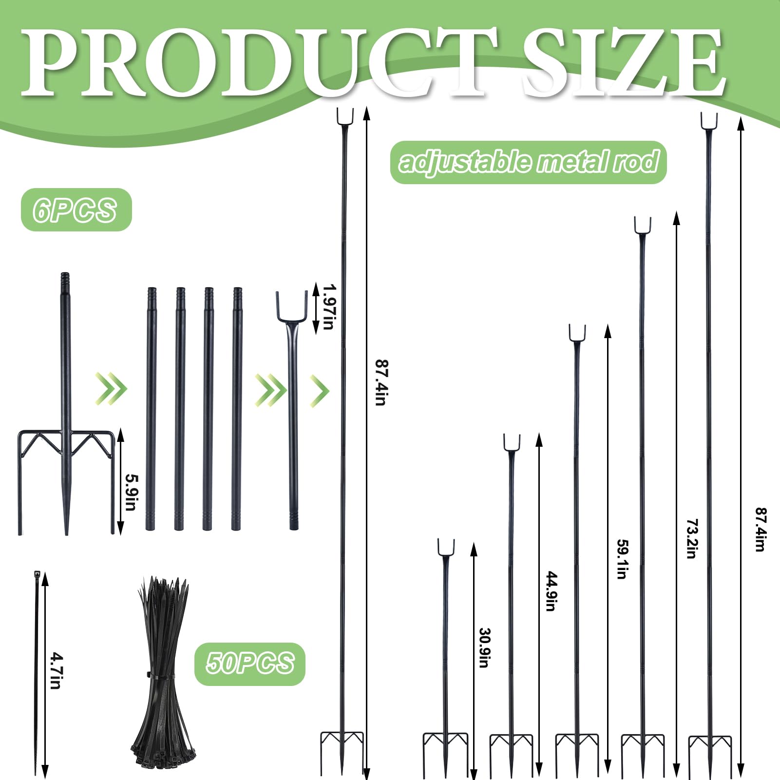 Uyeesi garden stake top U-shape design for secure netting anchoring