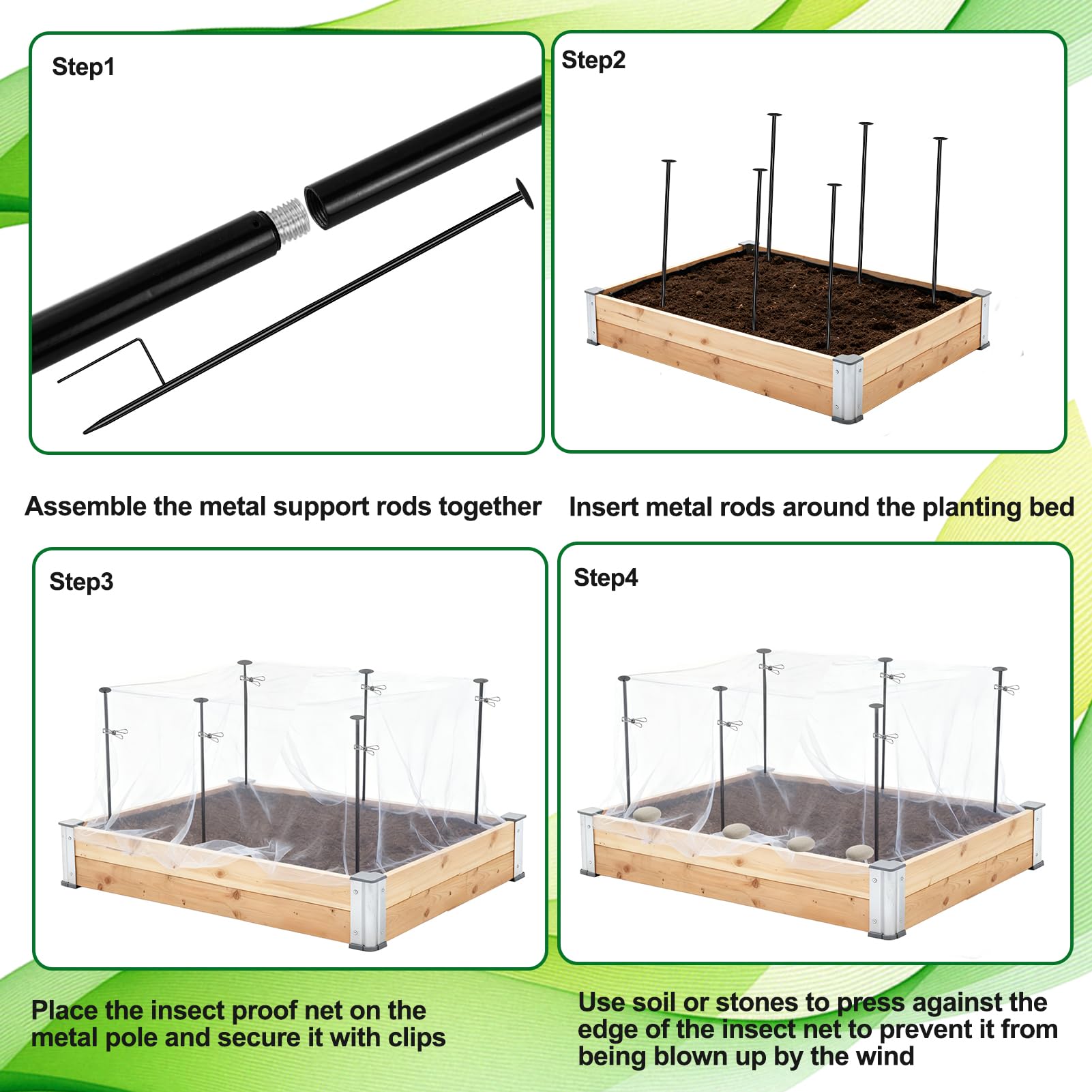 Uyeesi raised-bed protection setup shields vegetables from animals