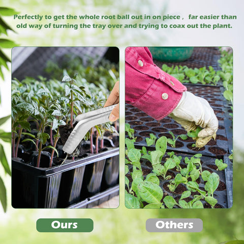 Uyeesi seedling tongs easy-grip design keeps hands clean during transplanting.