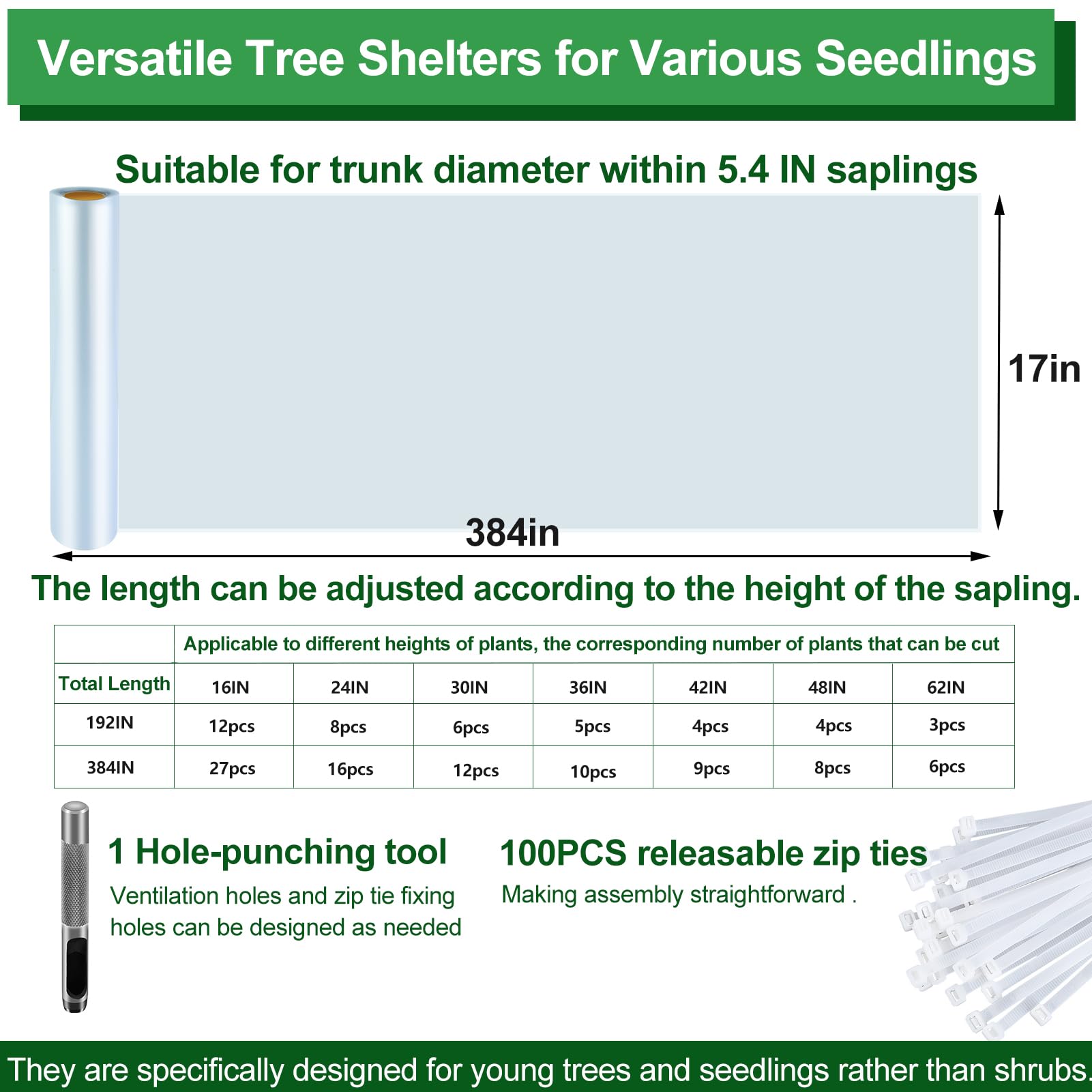 Uyeesi tree grow tubes provide flexible coverage for varying tree sizes