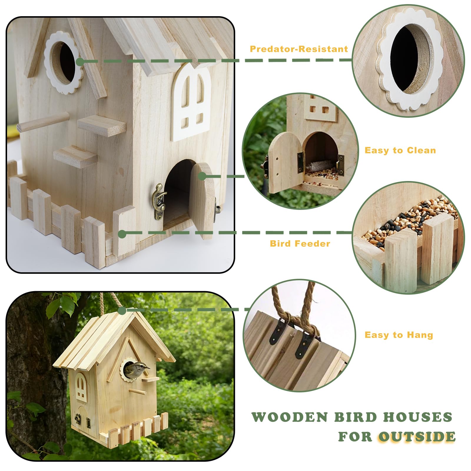 Uyiixoxo hanging birdhouse for garden decor and outdoor appeal.