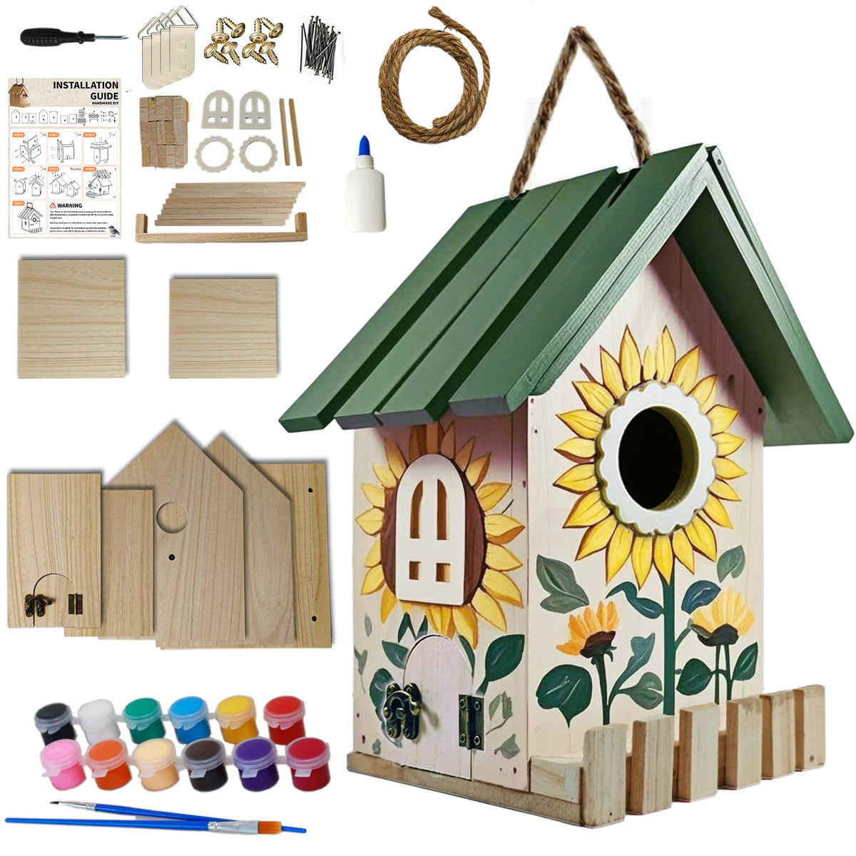 Uyiixoxo large wood bird house for outdoors, charming garden decor and shelter.