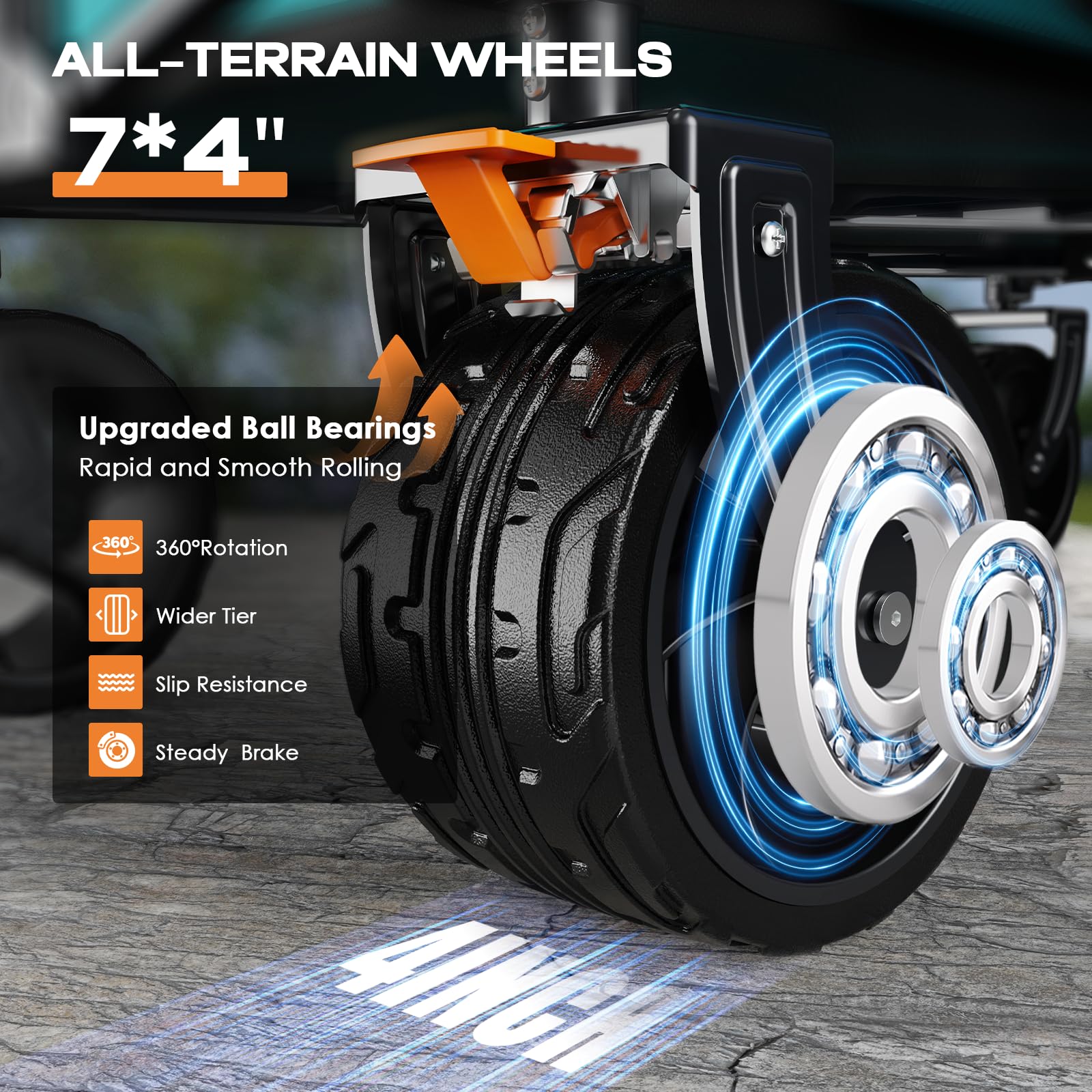 Uyittour Collapsible Wagon with big wheels for smooth hauling on uneven ground.