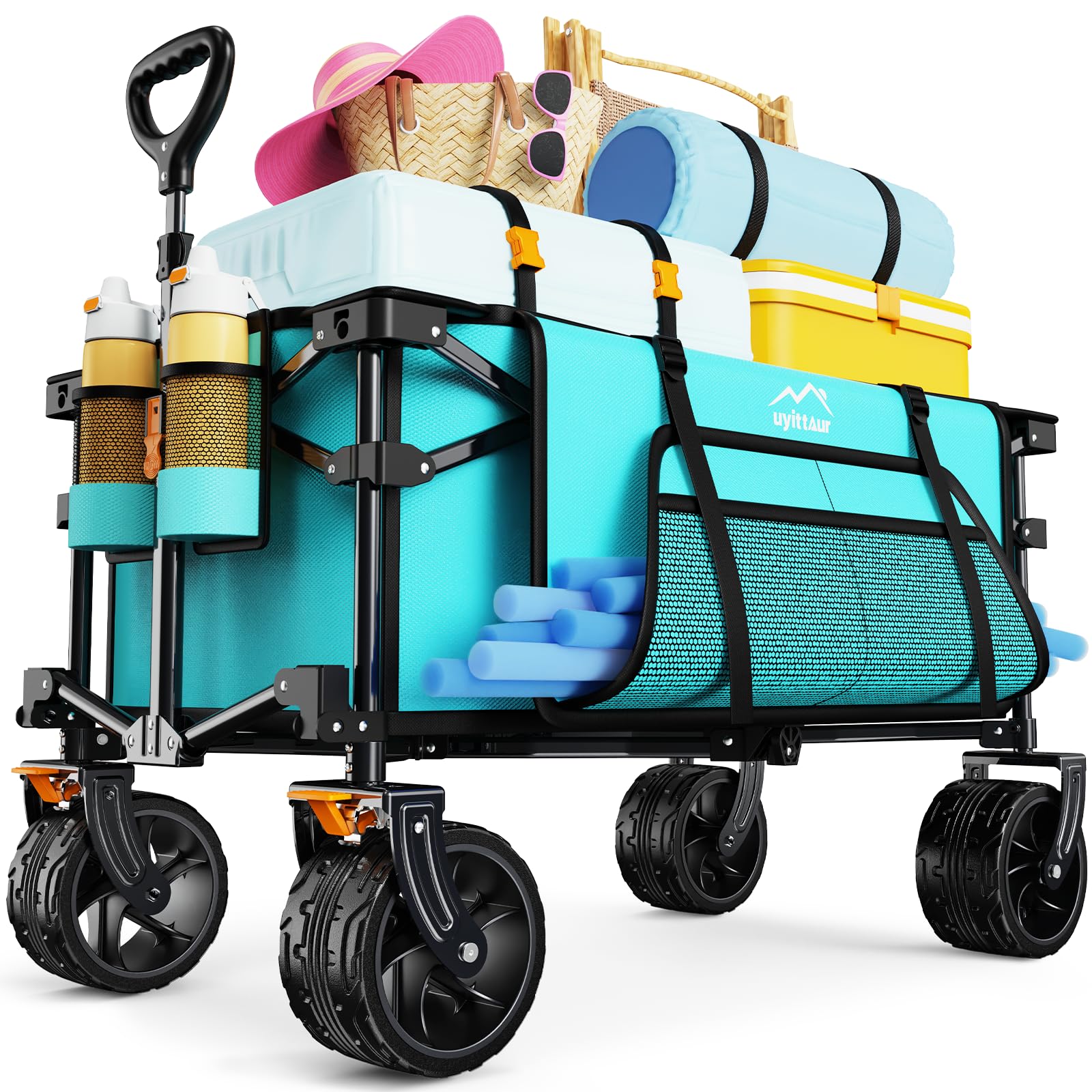 Uyittour Collapsible Wagon blue front view shows quick setup and balance.