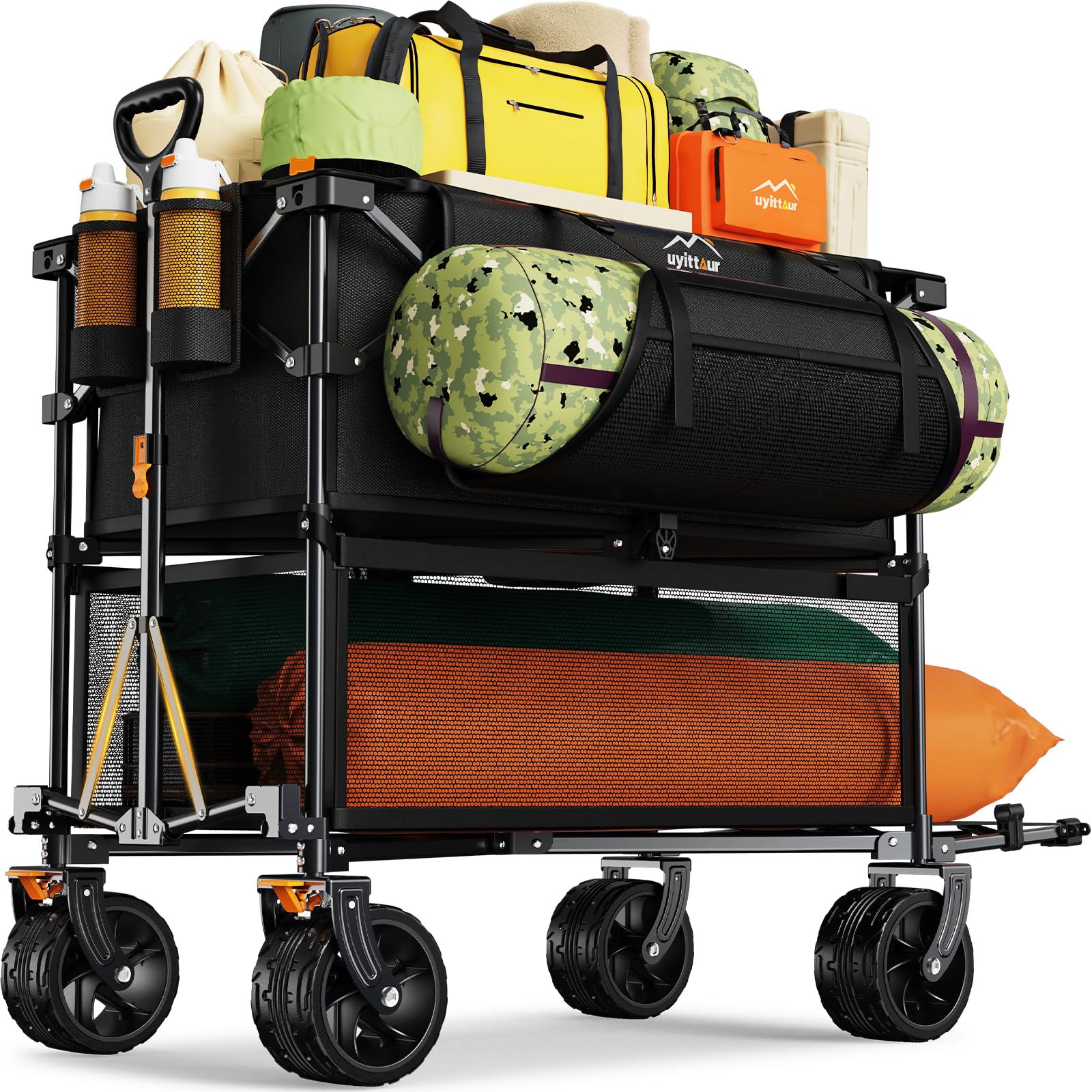 Uyittour foldable 50'' wagon in full setup showing spacious interior for gear