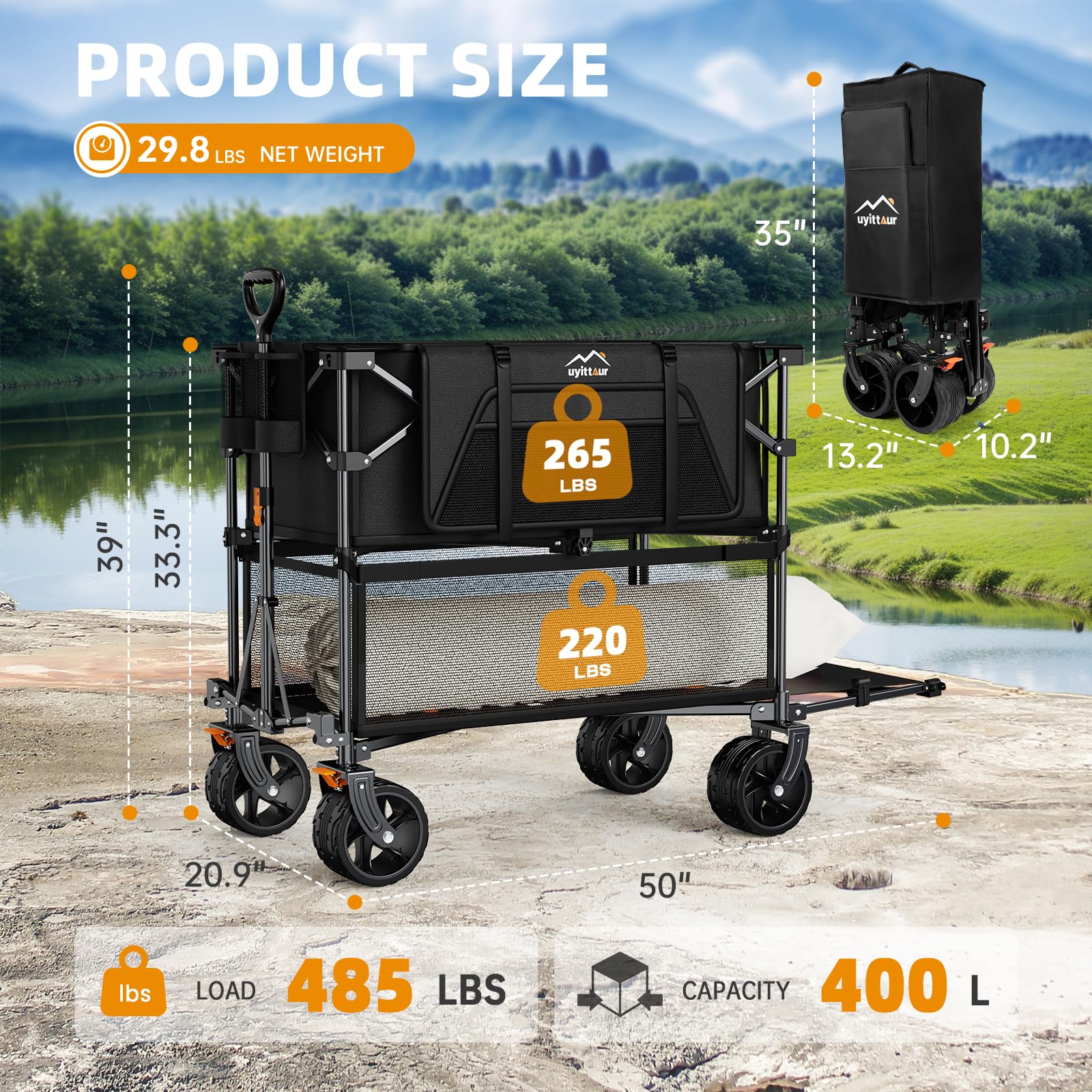 Uyittour wagon with side pockets and cup pockets for quick access