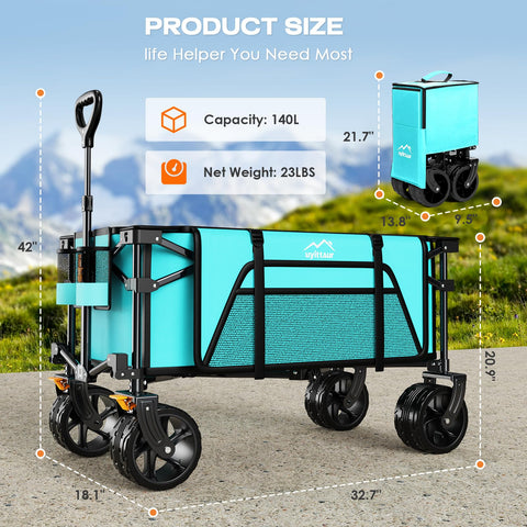 Uyittour Wagon folded compactly for easy storage in trunk or closet.