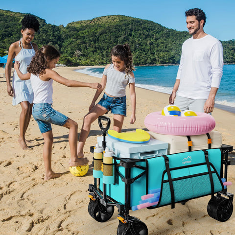 Uyittour Wagon with locked front wheels helps prevent unwanted rolling.