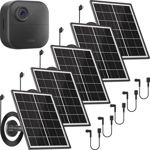 UYODM 5W solar panel mounted on wall provides steady power for Blink Outdoor cameras