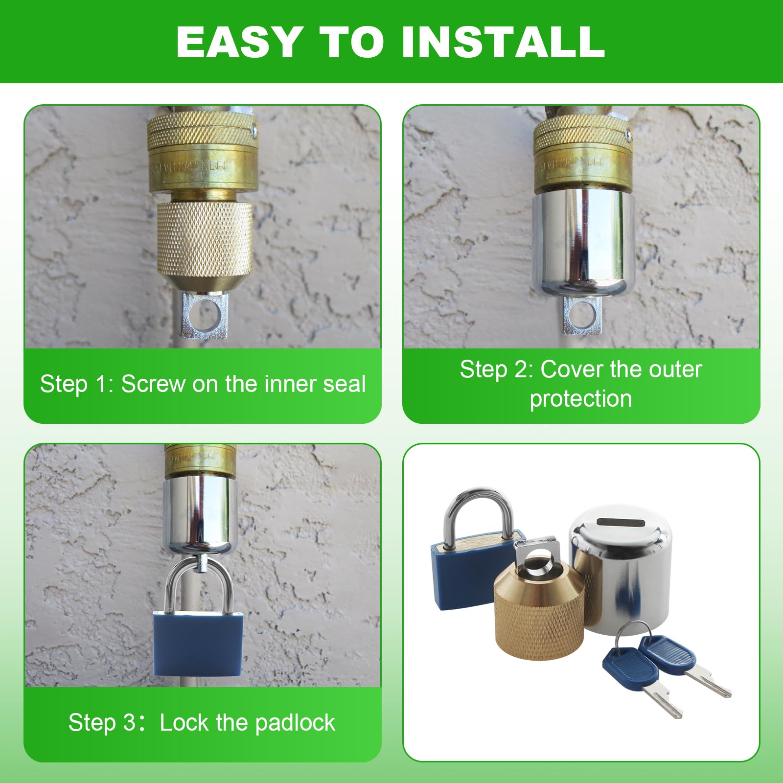 UYZO DSL-2 easy installation demonstrated on a garden spigot.