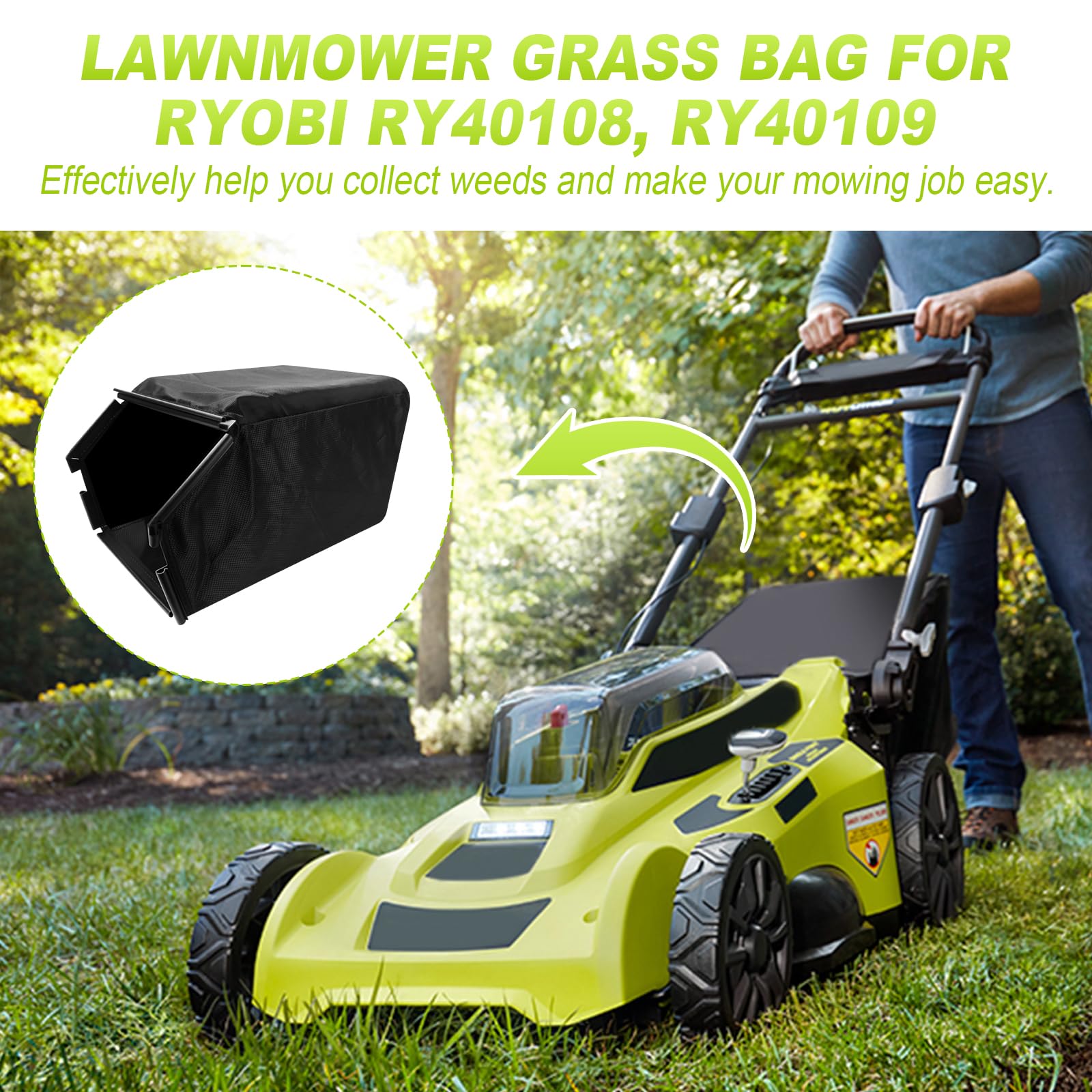 Mess-free emptying with UYZO grass bag after mowing