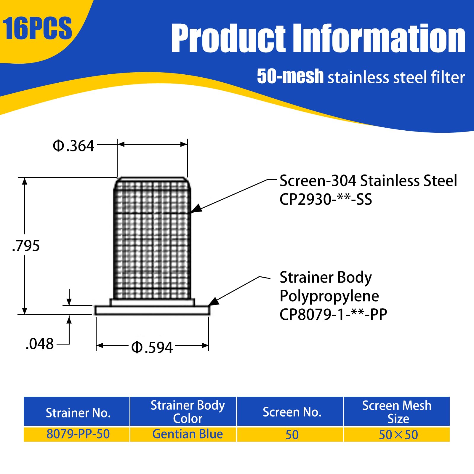 UZJYIEYG 8079-PP-50 mesh screen prevents clogs during spraying