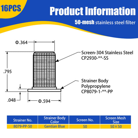 UZJYIEYG 8079-PP-50 mesh screen prevents clogs during spraying