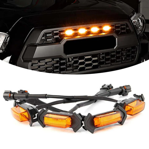 UZZH amber LED grill lights brighten the Tacoma front grille for clearer night visibility.