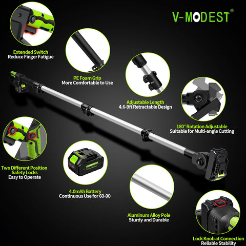 V-MODEST dual 4000mAh batteries provide extended pruning sessions.