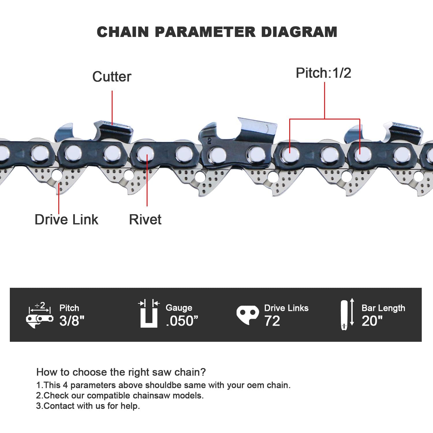 V-MODEST lubrication grooves keep chain and bar well oiled