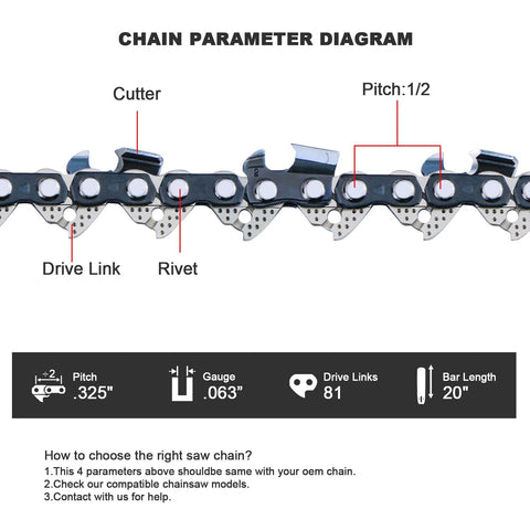 V-MODEST chain lubrication grooves reduce friction and extend bar life