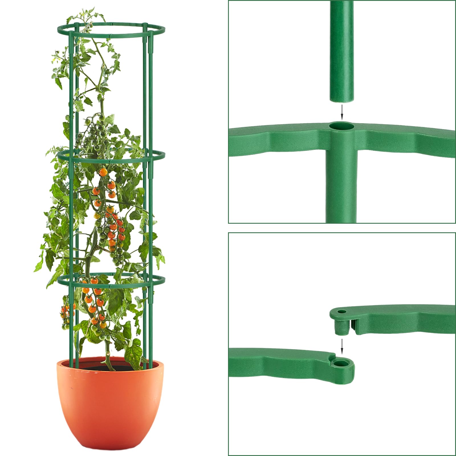VACONICO stackable-garden-stake connects into a fence for firmer support