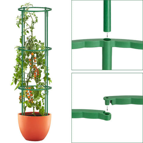 VACONICO stackable-garden-stake connects into a fence for firmer support