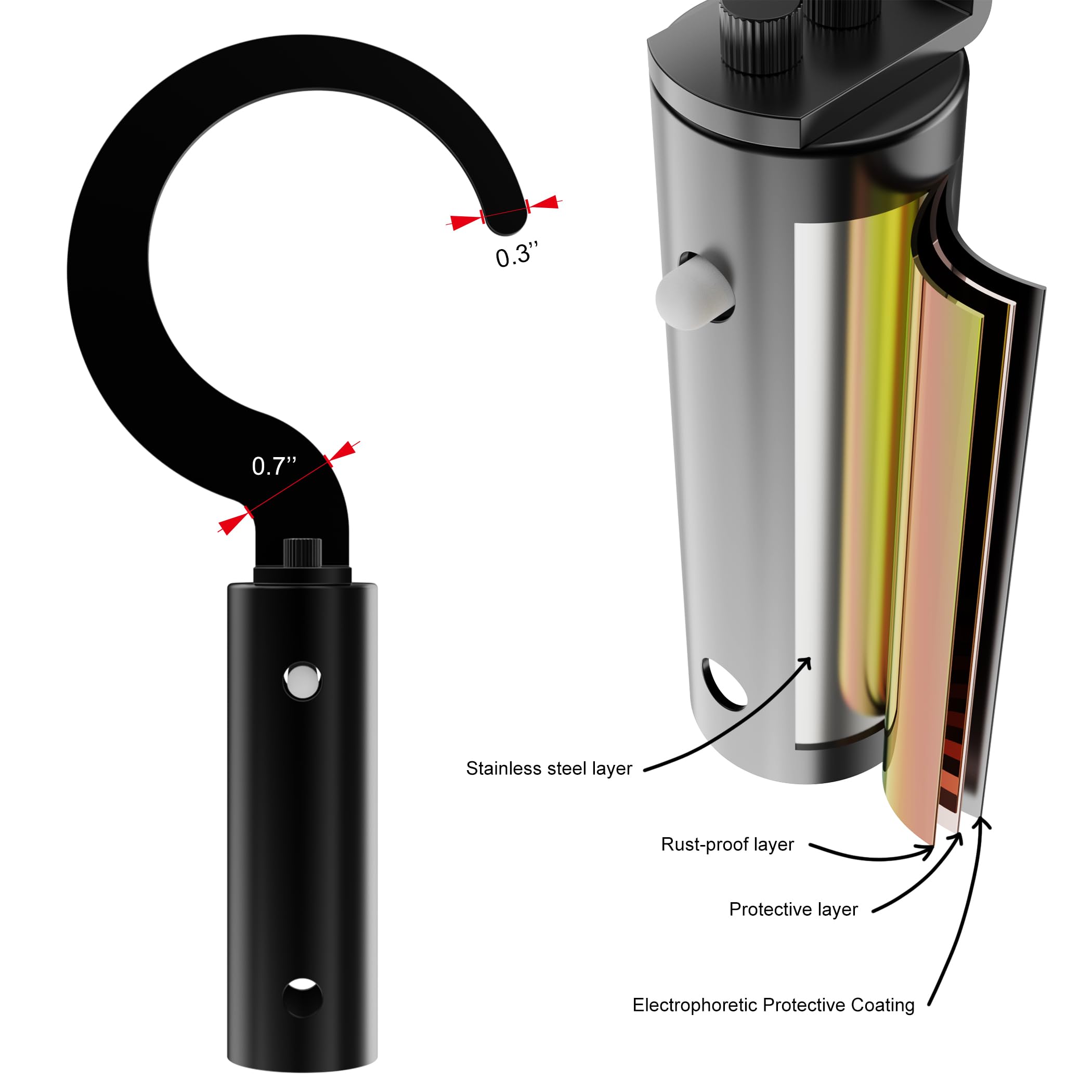 VAIIO hook with smooth edges protects the cleaner during lift.