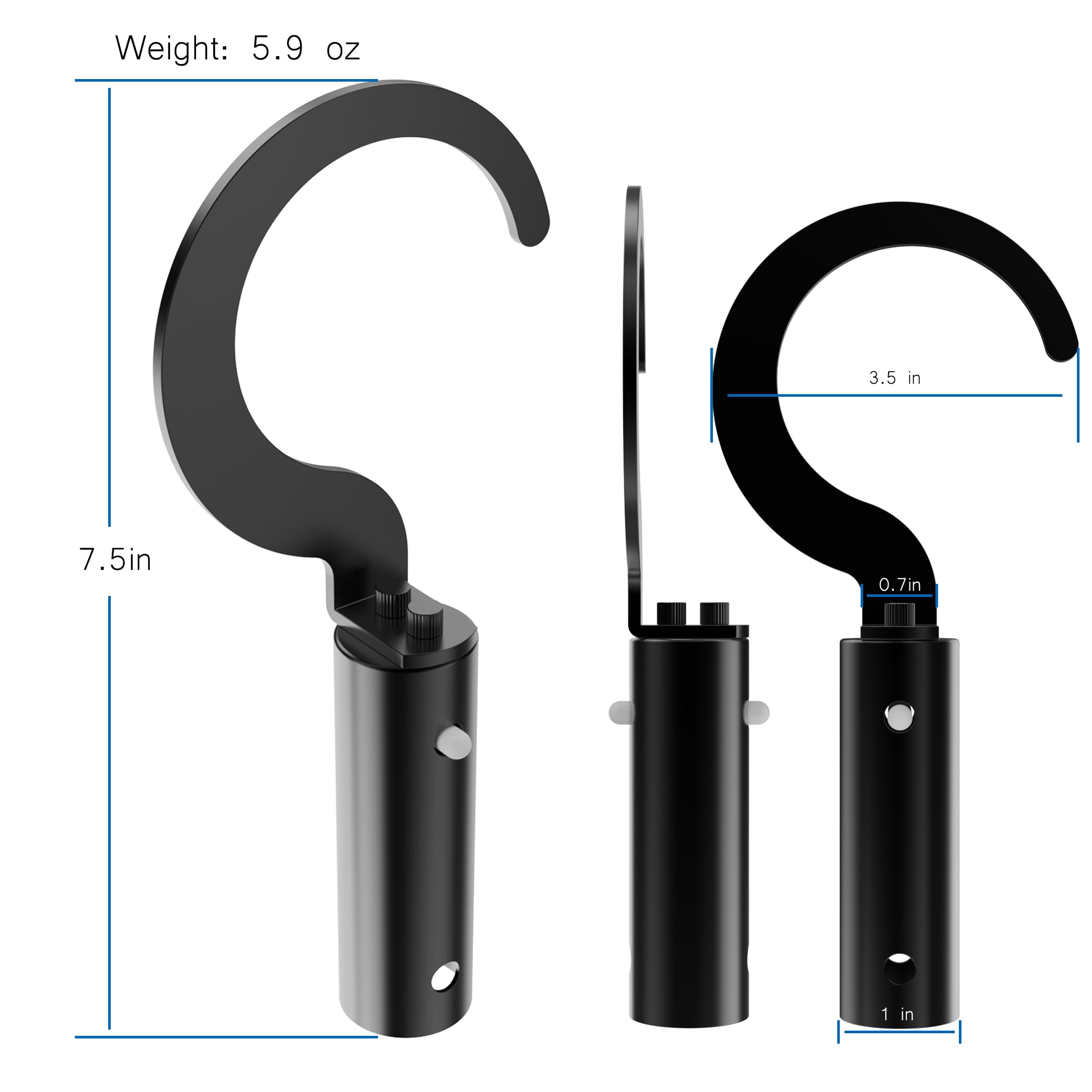VAIIO stainless-steel hook attached to a telescoping pole for easy retrieval.