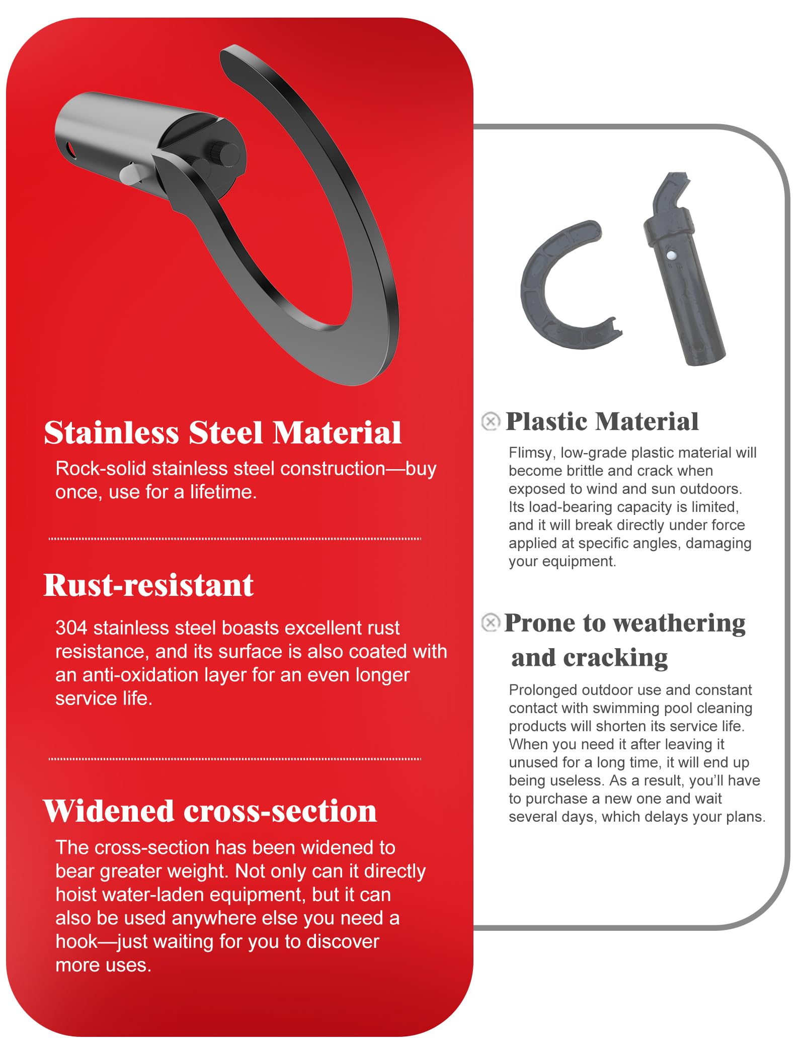 VAIIO stainless-steel hook weighs 160g for space-saving storage.