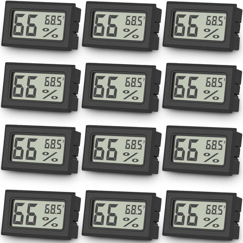 Vaikby 12-pack mini thermometer hygrometer front view for precise indoor climate monitoring.