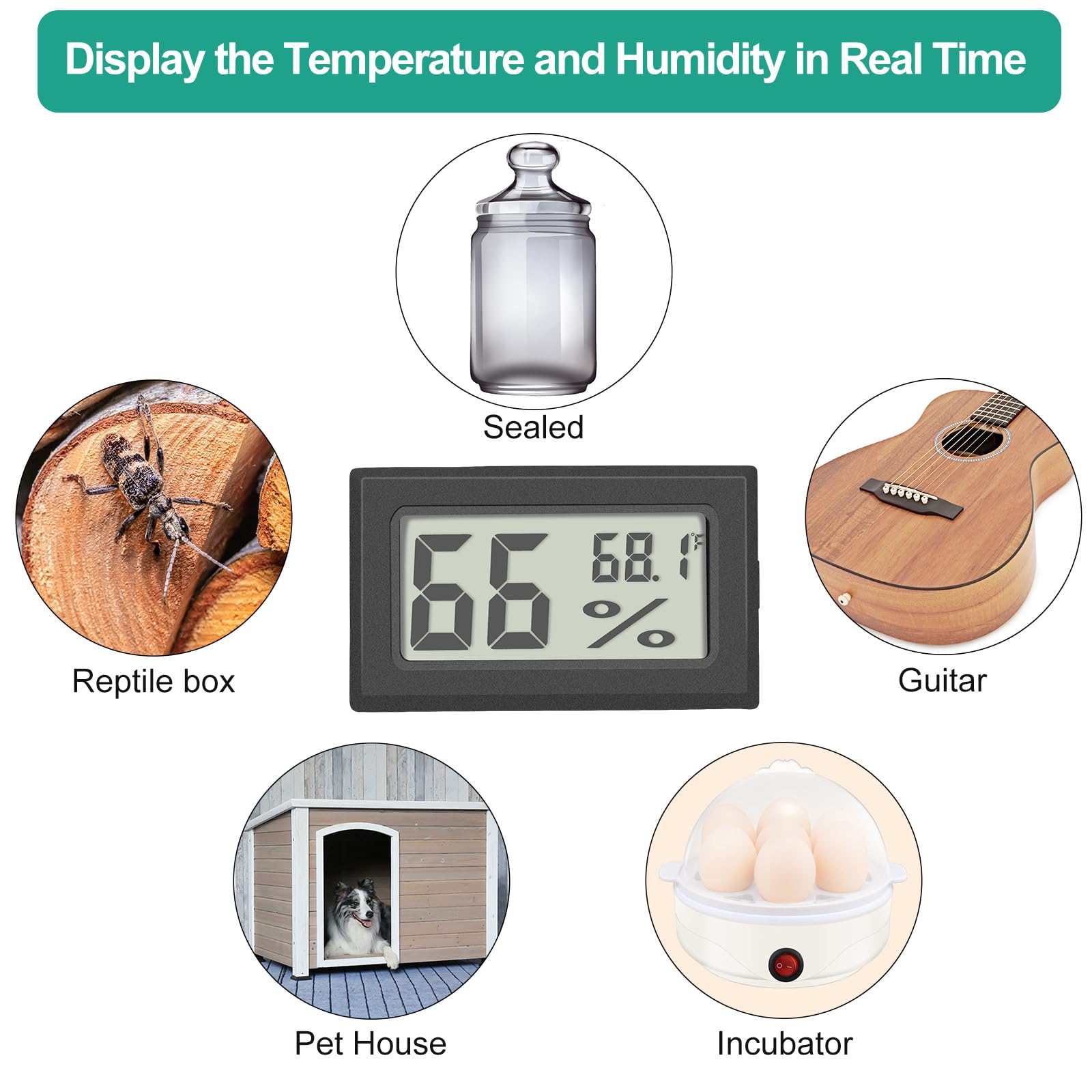 Vaikby humidity readout covers 10% to 99% RH for humidity control.