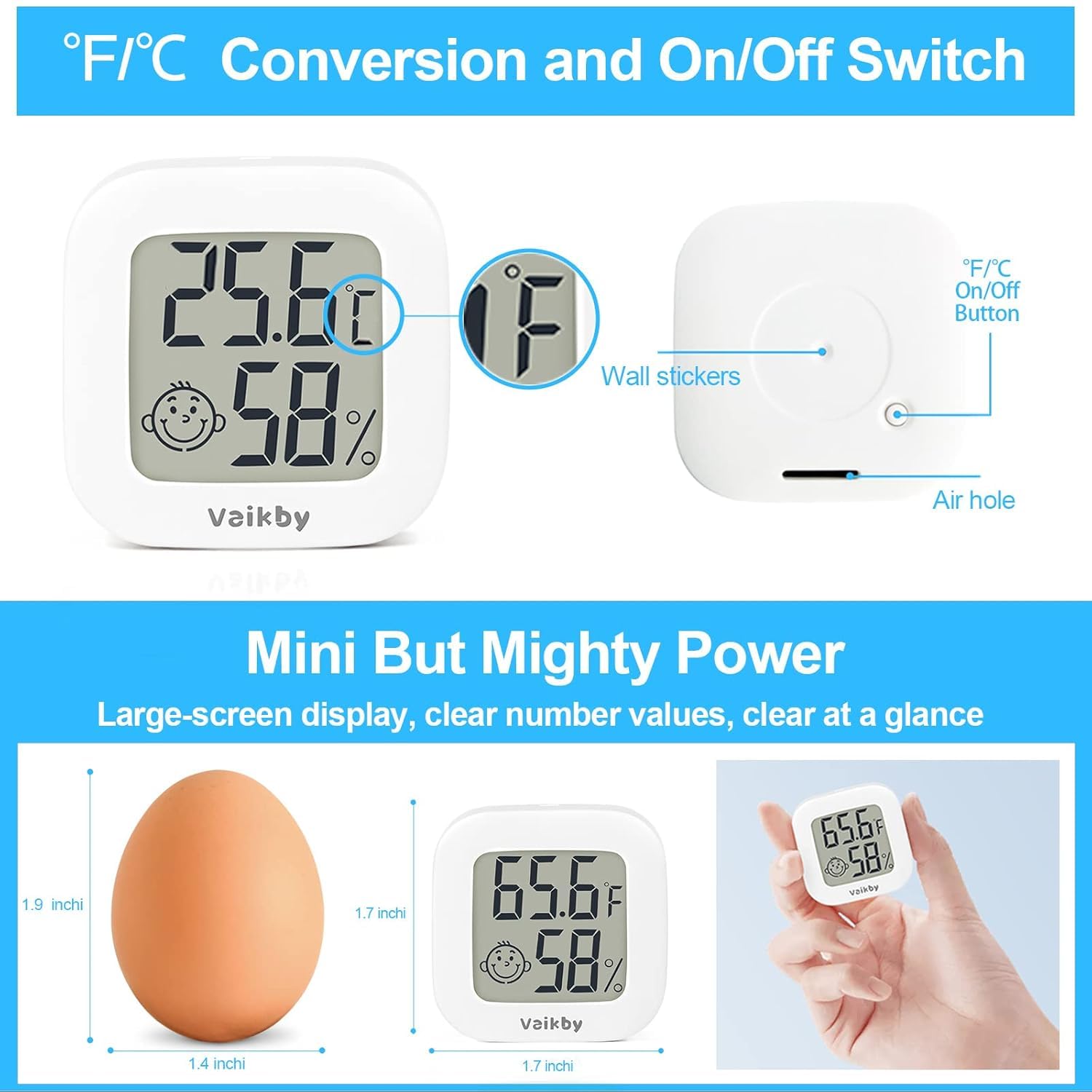 Vaikby digital hygrometer suited for greenhouse and cellar environments.