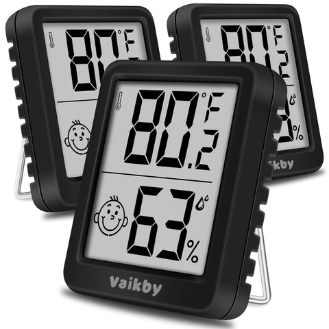 Vaikby indoor humidity meter 3-pack front view for accurate room humidity monitoring.
