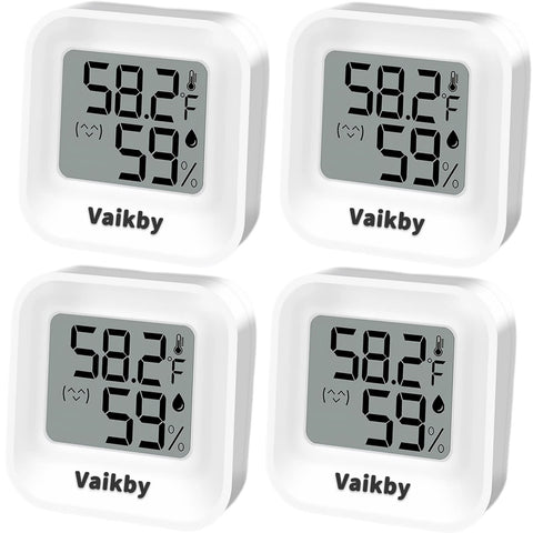 Vaikby Indoor Humidity Meter 4-Pack packaging for compact home monitoring