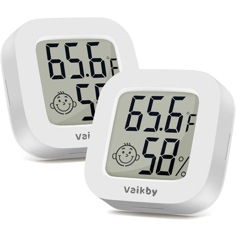 Vaikby indoor thermometer 2-pack with a clear display for quick room temperature checks.