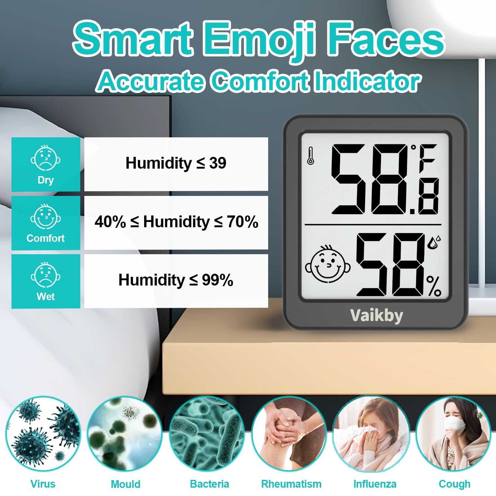 Vaikby room thermometer for nursery helps maintain comfortable, stable environments.