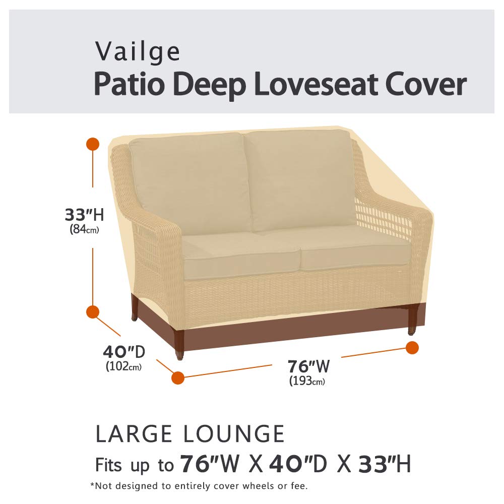 Vailge 2-seater patio cover features heavy-duty fabric for long-lasting protection.