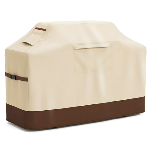 Vailge 72-inch grill cover in beige protects Weber grills from sun and rain.