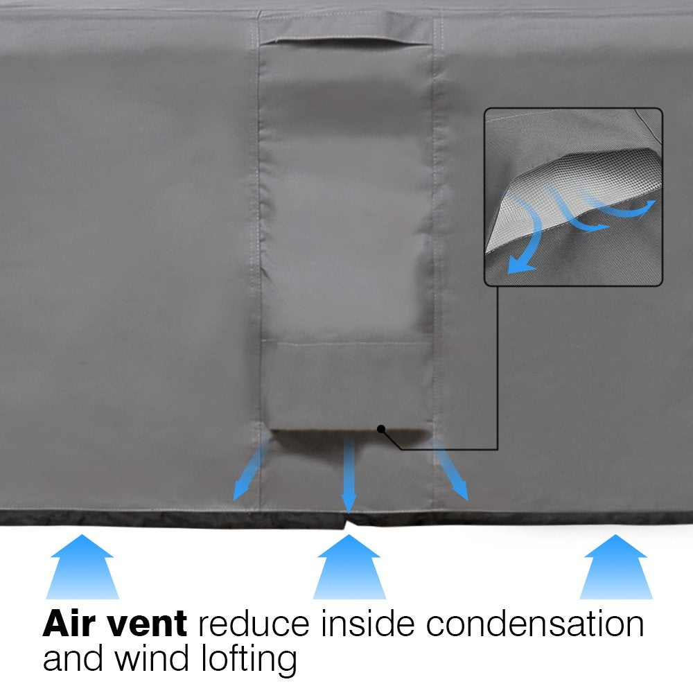 Vailge grey outdoor cover blends with décor and lasts seasons