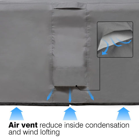 Vailge grey outdoor cover blends with décor and lasts seasons