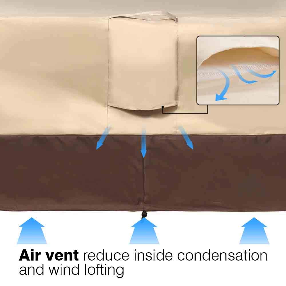 Vailge beige brown color option blends with outdoor decor.