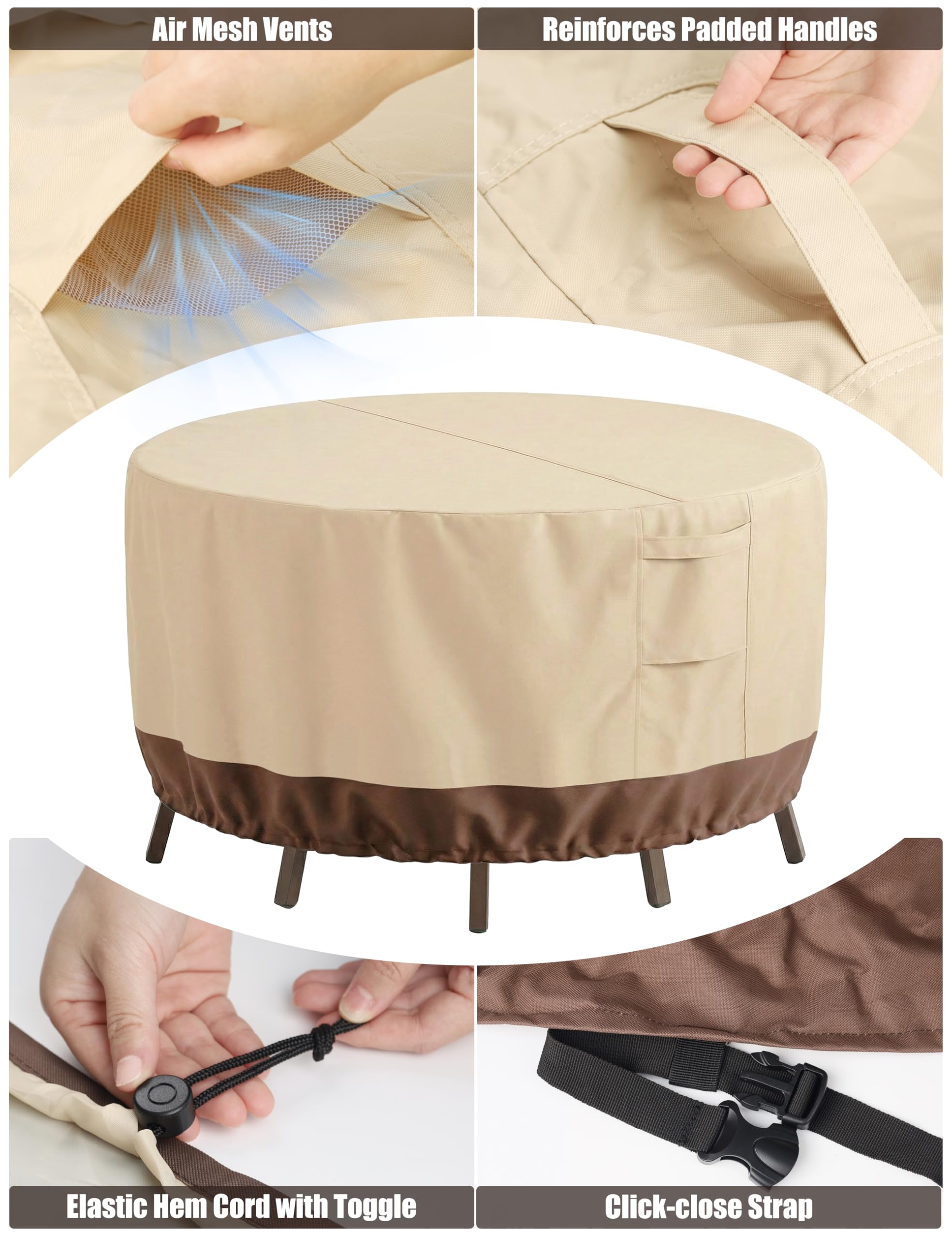 Vailge padded handles enable easy removal of the chair cover.
